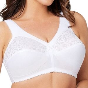 Glamorise MagicLift Full Figure White Wirefree Support Bra Size 52C NWOT